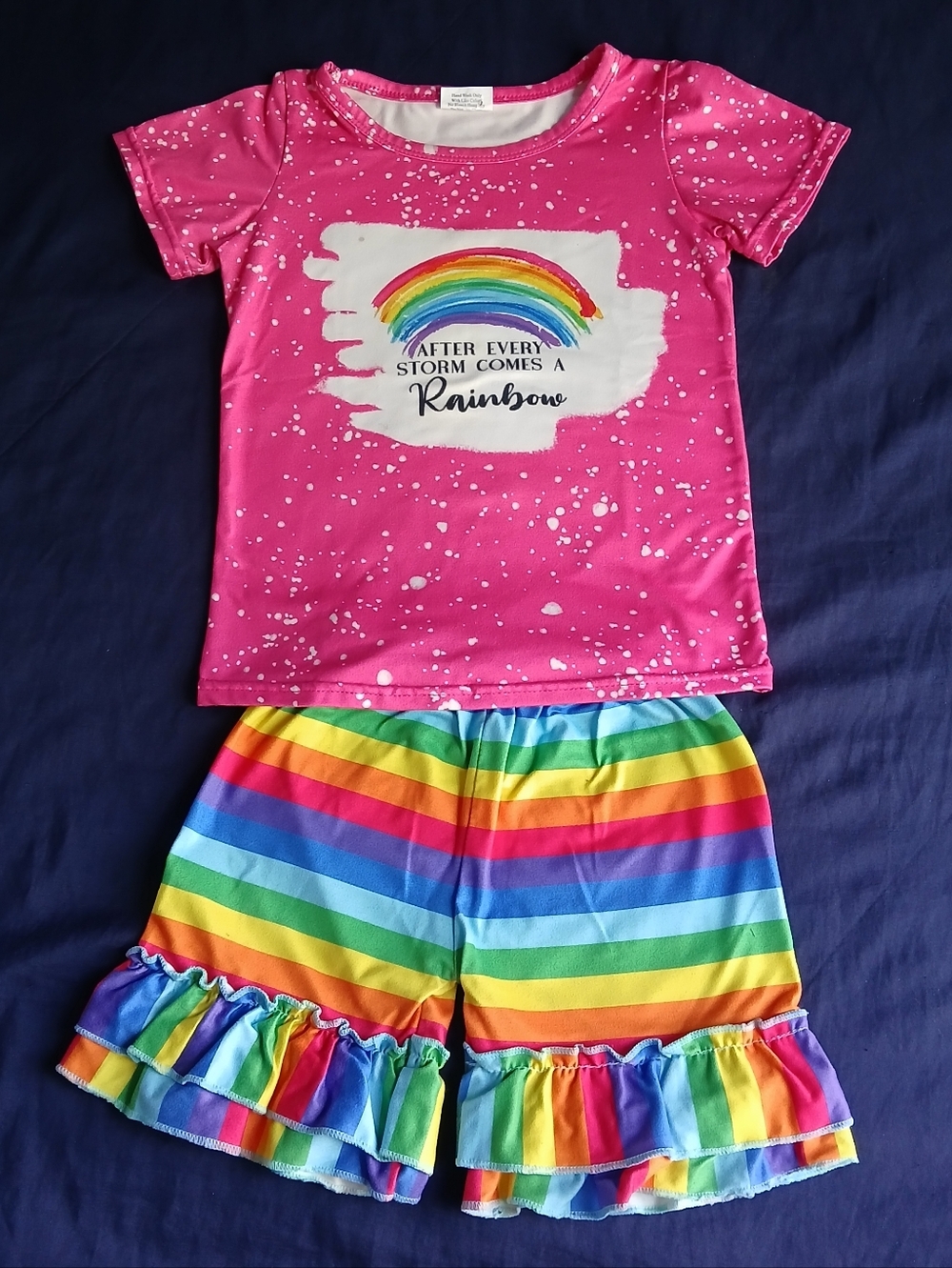 Girls' Pink Rainbow Short  Set 2T